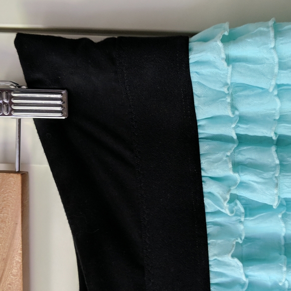 ❄️ 3/$25 Artisan Handmade Turquoise Ruffle Maxi Skirt - Picture 2 of 6